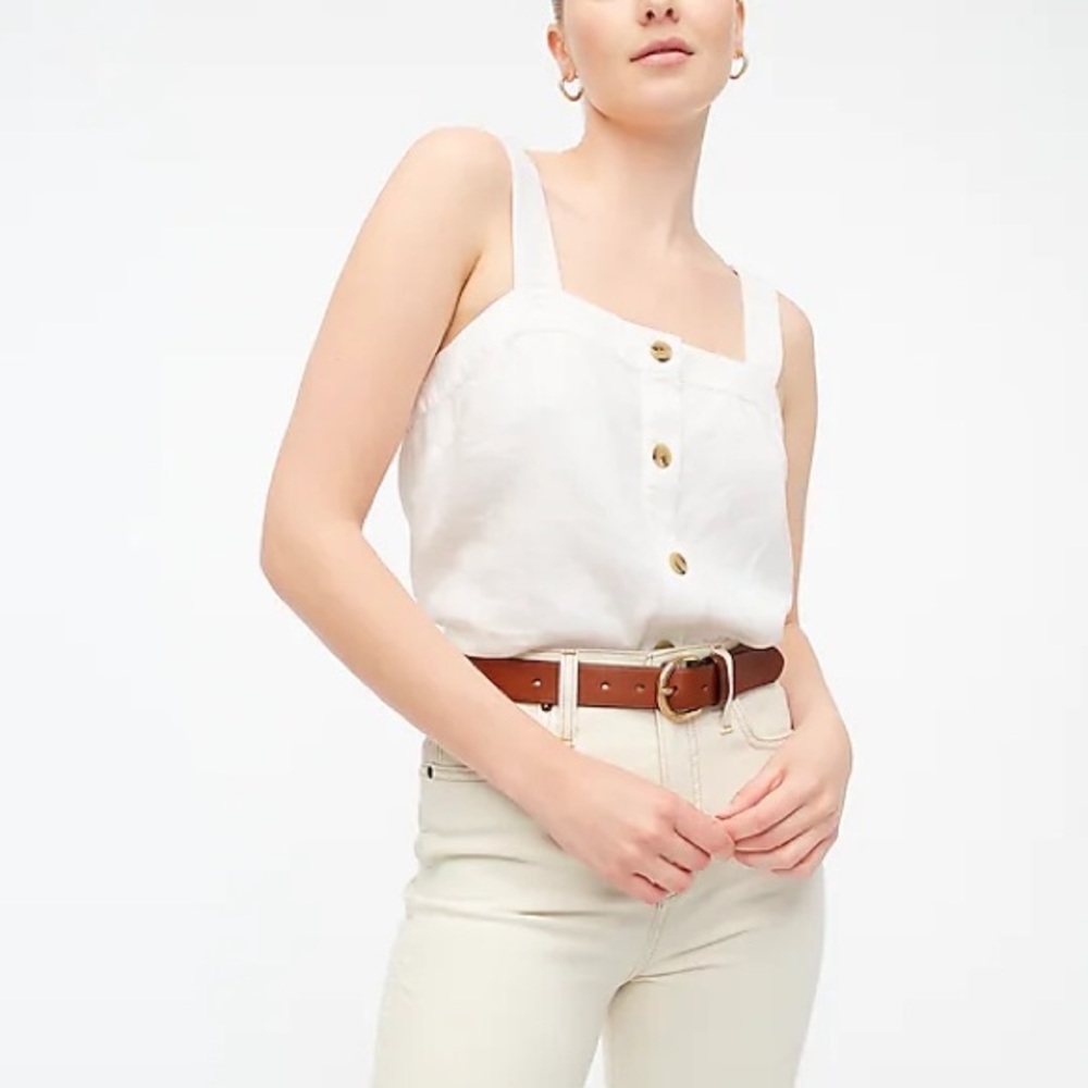 EUC J. Crew Factory Linen-blend Button-Front Tank